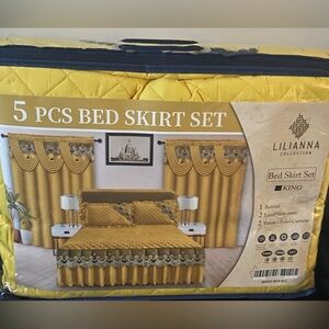 Gold Bed Skirt Set - 5 Piece